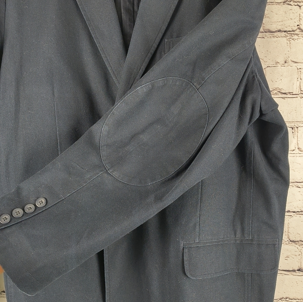 Navy Cotton LL Bean 50T Tall Blazer Jacket - Picture 3 of 10